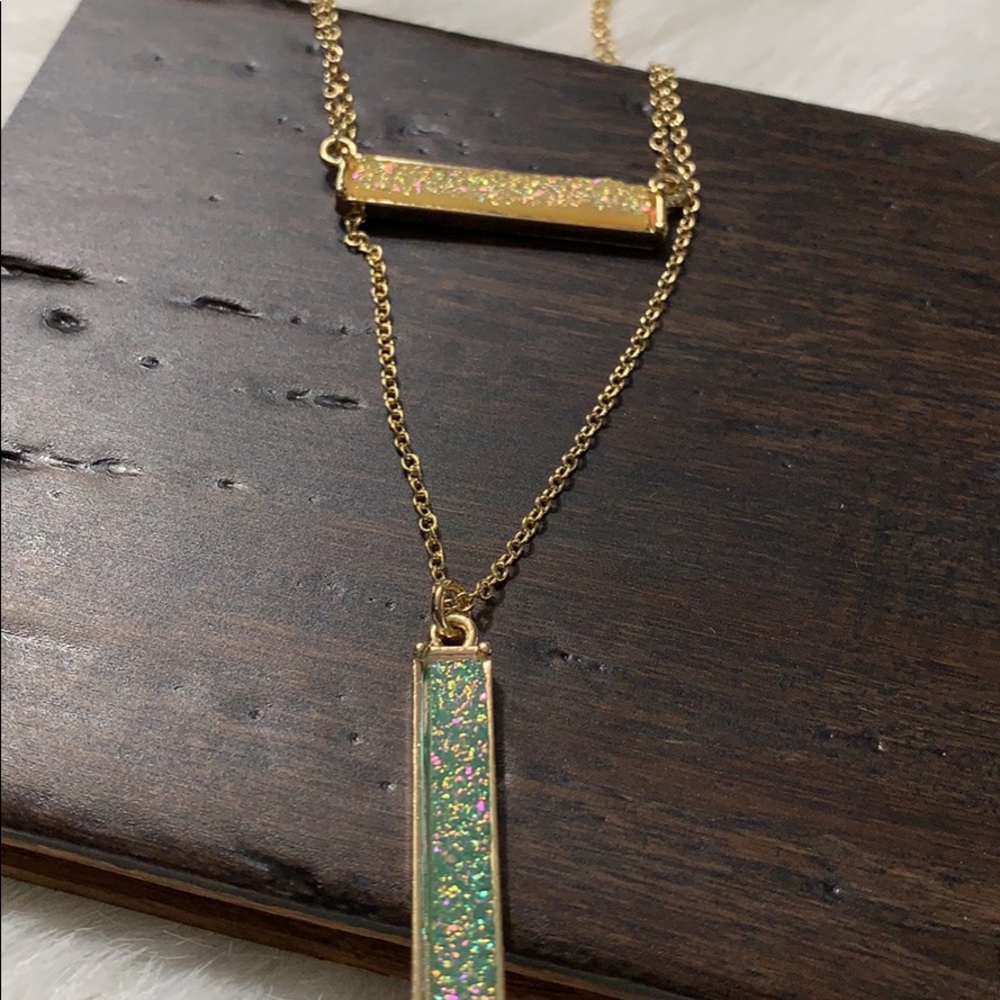 Druzy bar necklace
